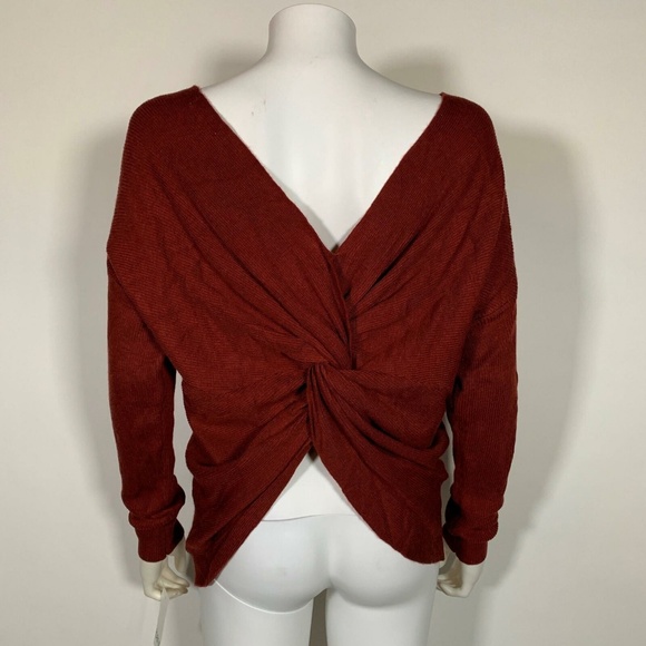 Bar III Sweater Brown Twist-Back Wool Women Sz XL - Picture 4 of 6